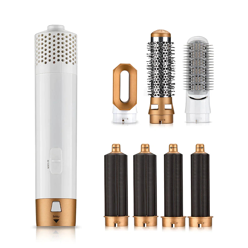 7-in-1 Hot Air Brush Styler and Volumizer with Negative Ion Technology for Hair Drying, Straightening, and Curling