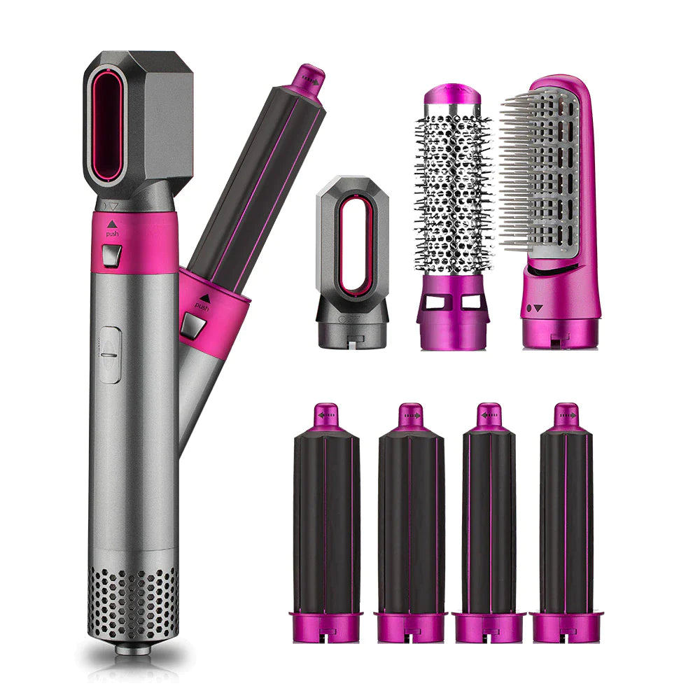 7-in-1 Hot Air Brush Styler and Volumizer with Negative Ion Technology for Hair Drying, Straightening, and Curling